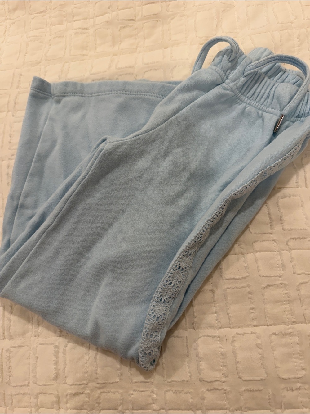 Flowers by Zoe Light Blue Girls' Lounge Pants with Lace Trim- size S